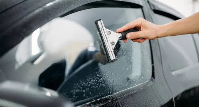Step 2: Scrape off the paint with a razor blade or a utility knife Step 2: Scrape off the paint with a razor blade or a utility knife