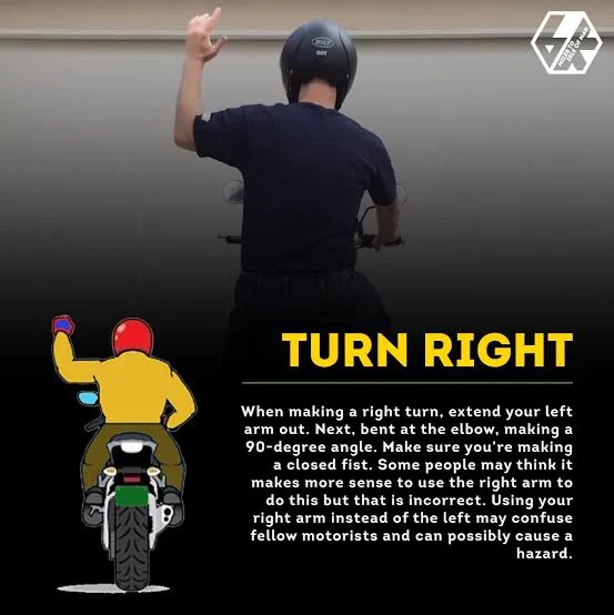 Mastering Motorcycle Hand Signals for Effective Communication on the Road: Right Turn Mastering Motorcycle Hand Signals for Effective Communication on the Road: Right Turn