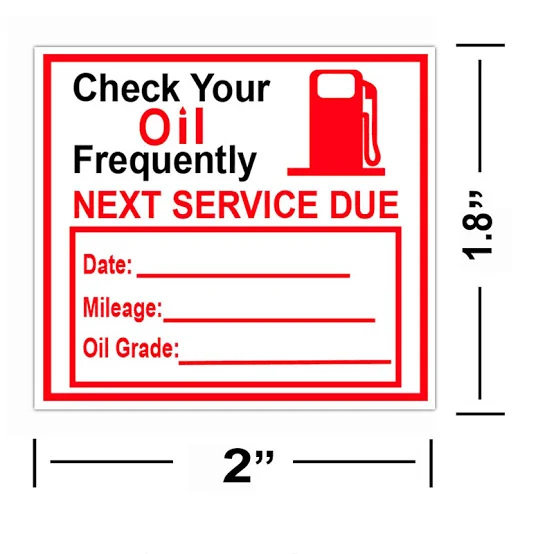 Signs Your Car Needs an Oil Change and Oil Top-Up: Oil Change/Service Sticker
