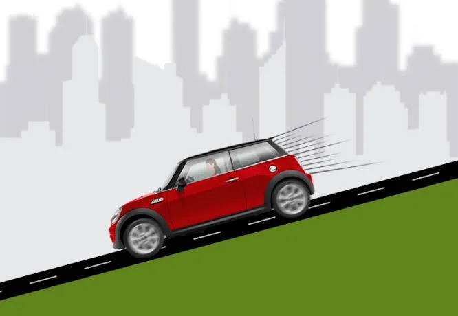 Why is it important to use the right gear for downhill driving?