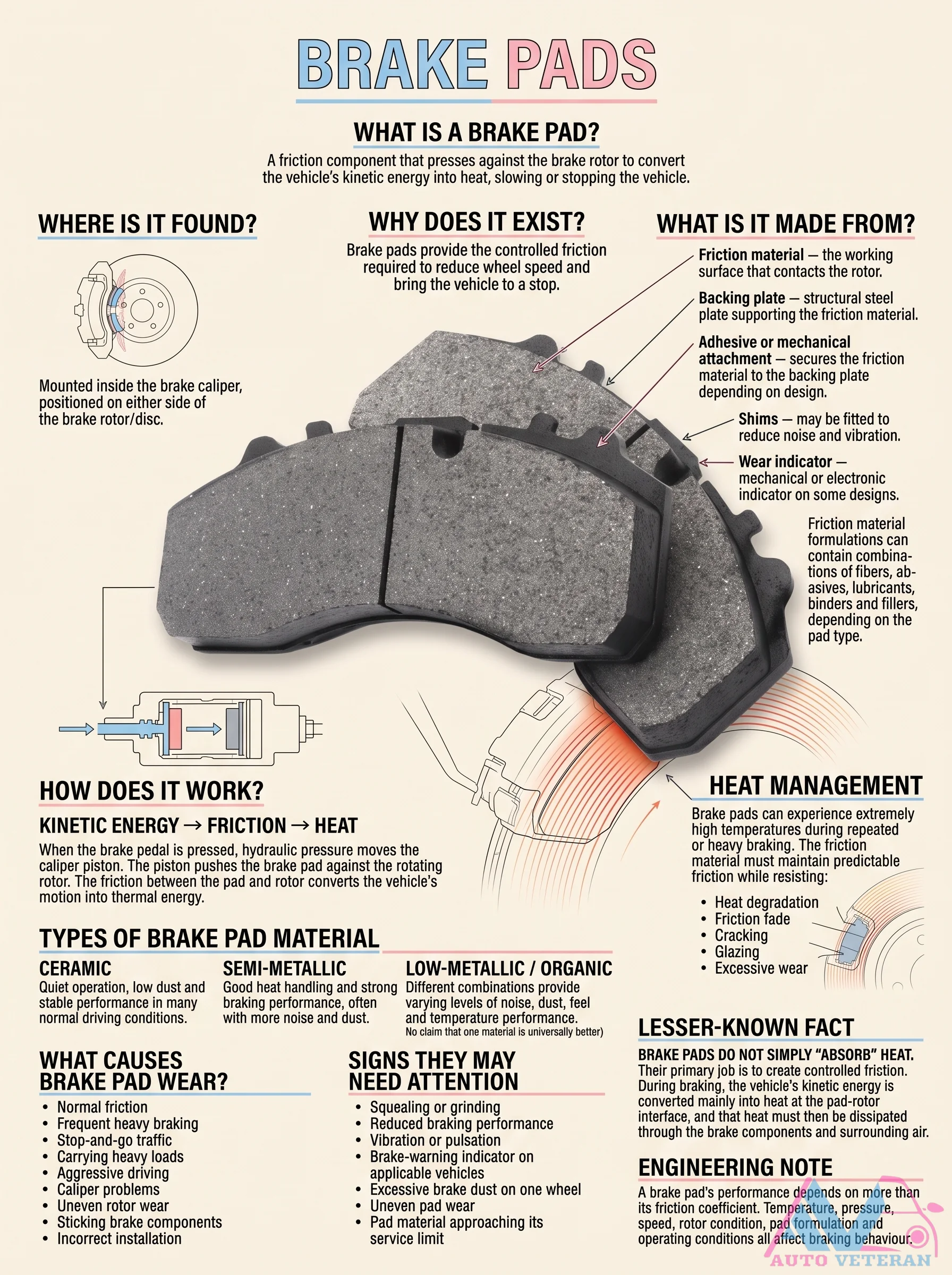 Brake Pad Parts, Materials, and Wear Causes
