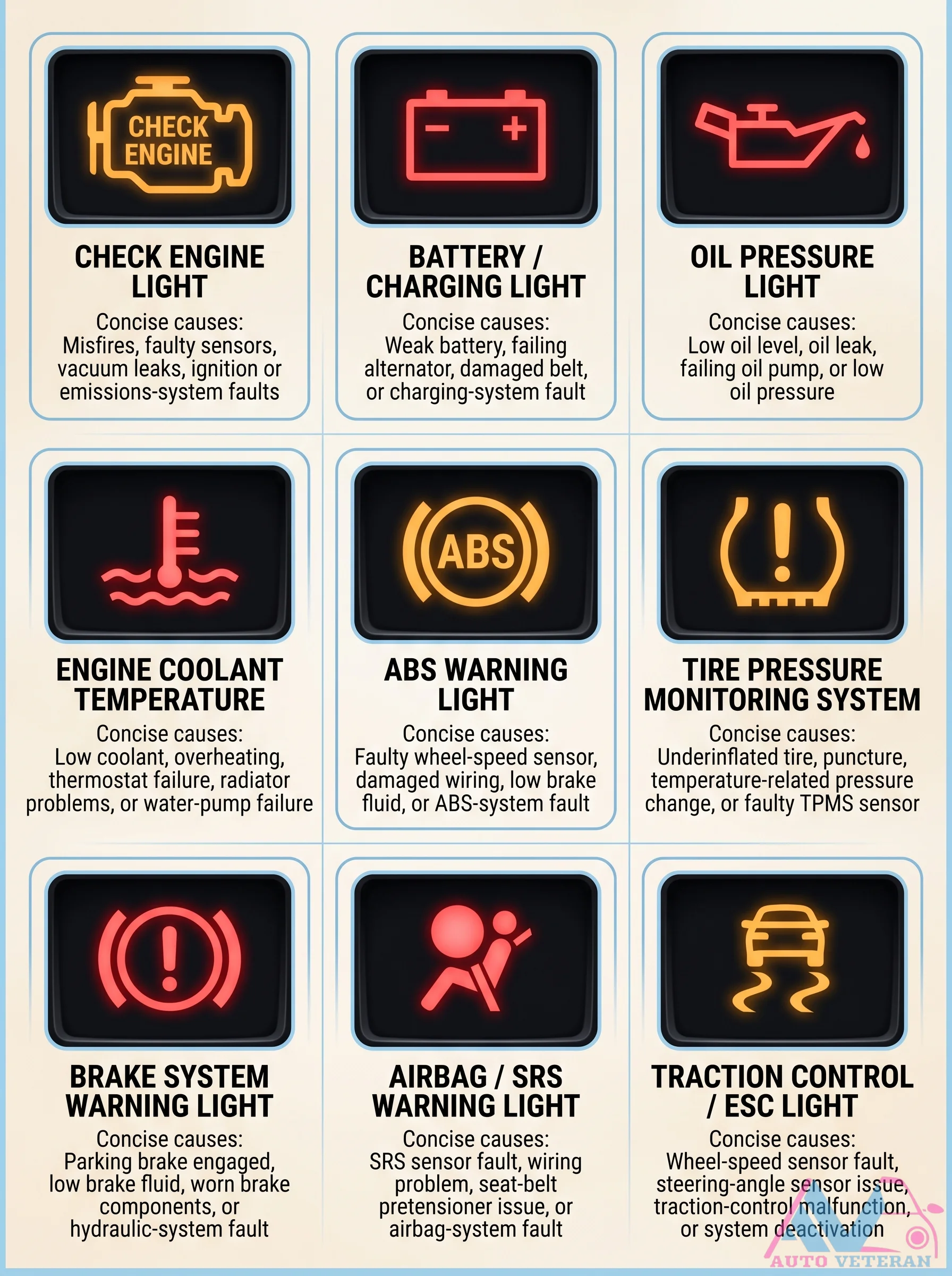 Dashboard Warning Light Causes Chart