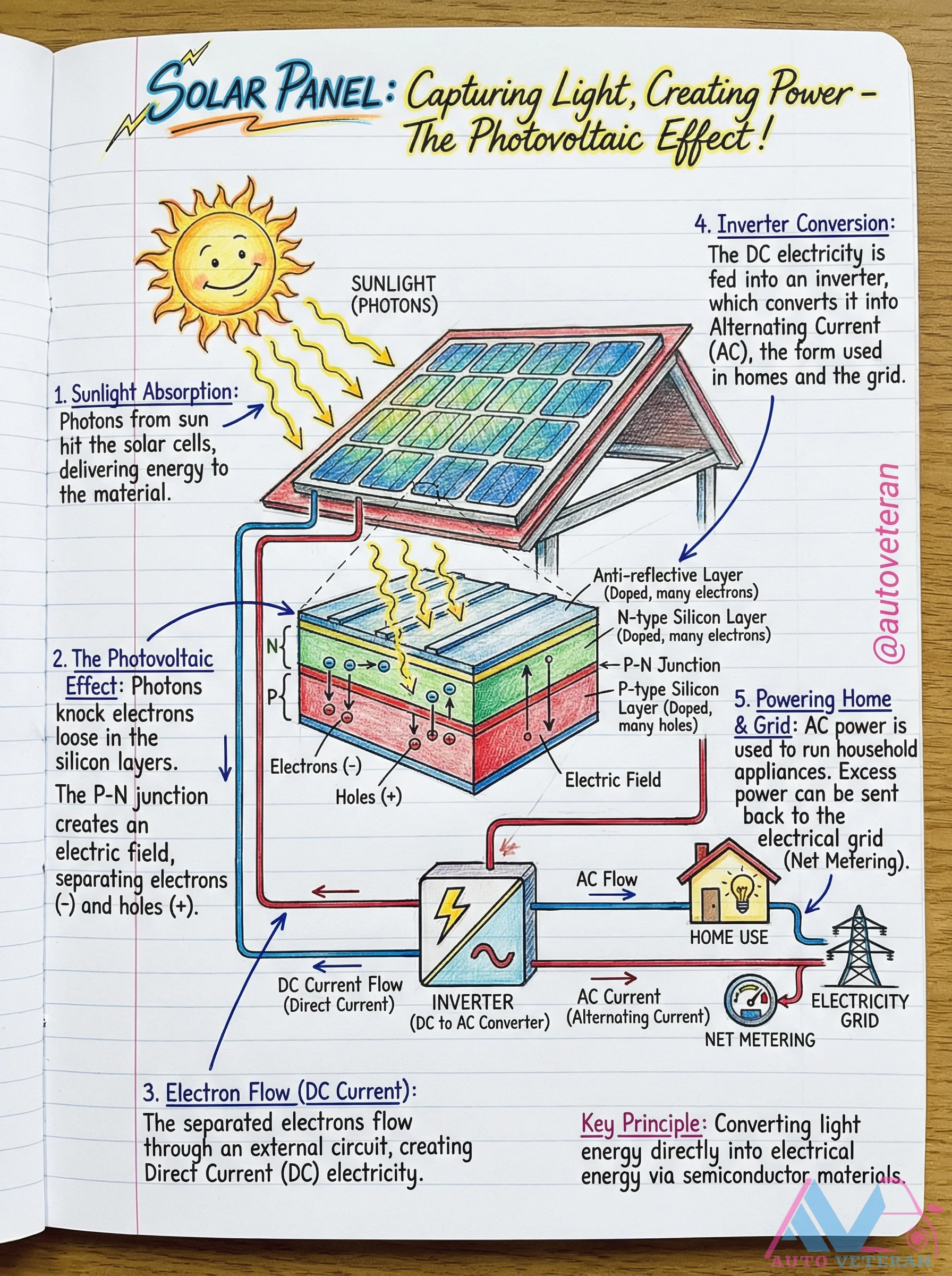 Solar Panel PV Cell Working Principle