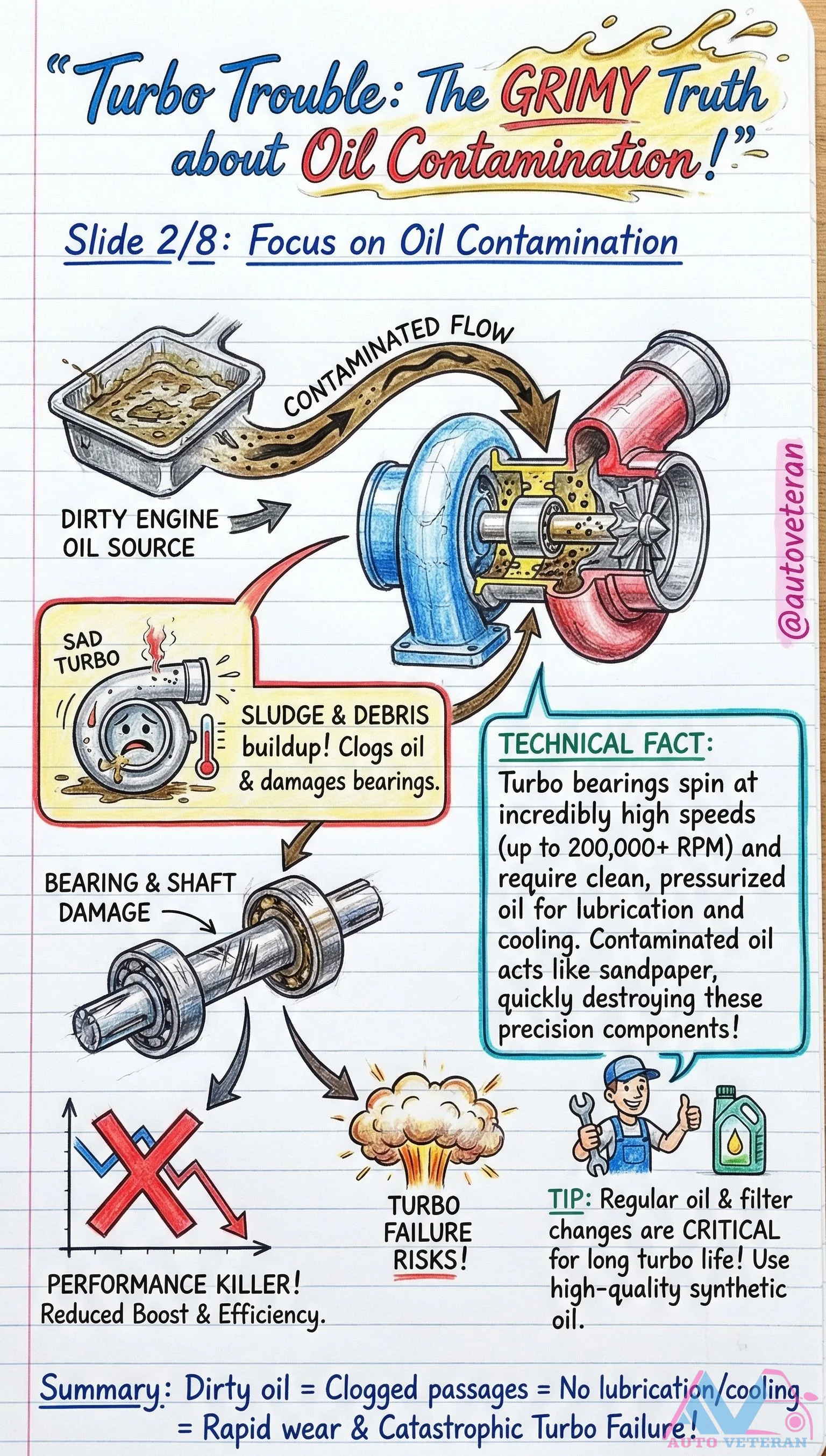 How Contaminated Oil Destroys Turbo Bearings