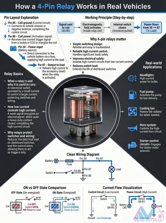 4-Pin Relay Working Principle and Pin Layout Explained
