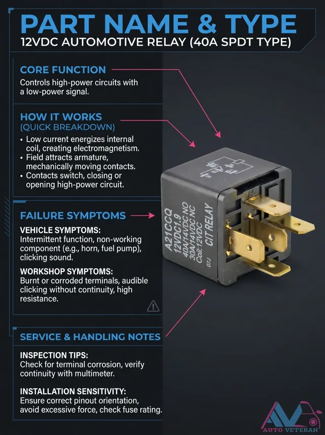 40A SPDT Relay Failure Symptoms & Inspection