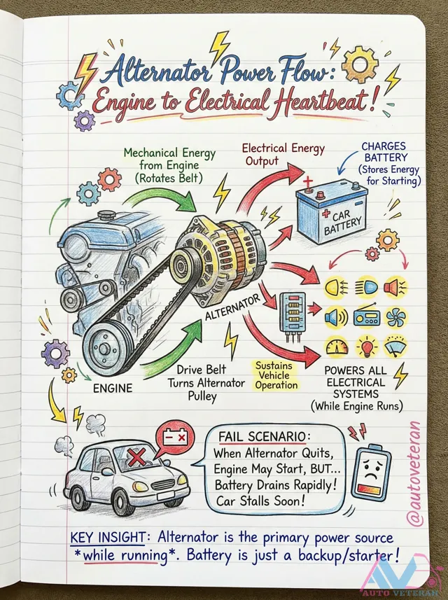 Alternator Power Flow and Failure Scenario