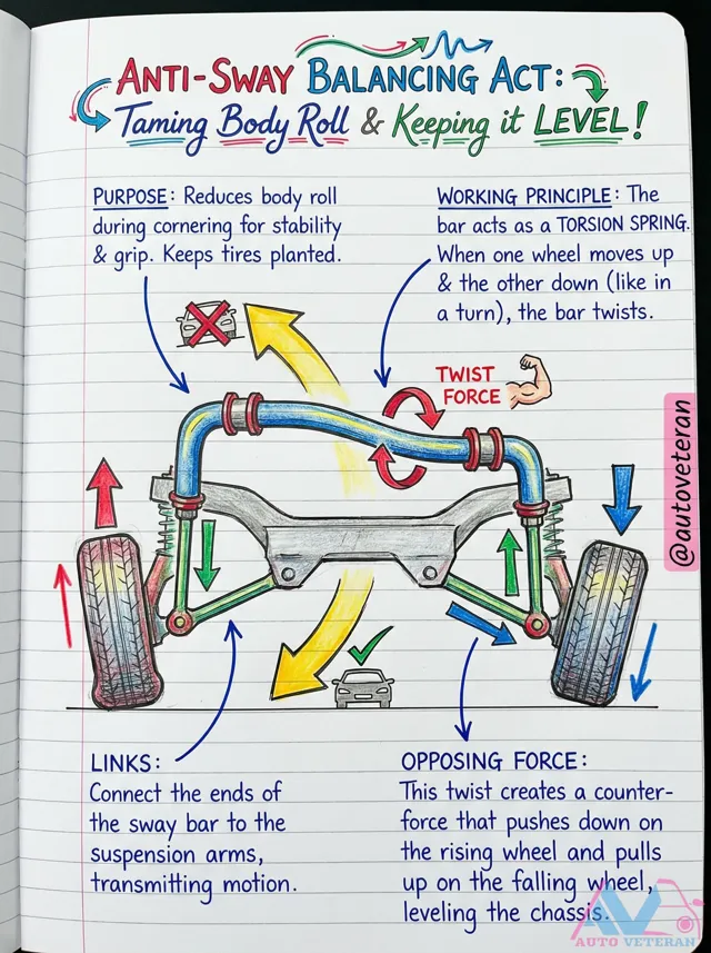 Anti-Sway Bar Body Roll Reduction Principle
