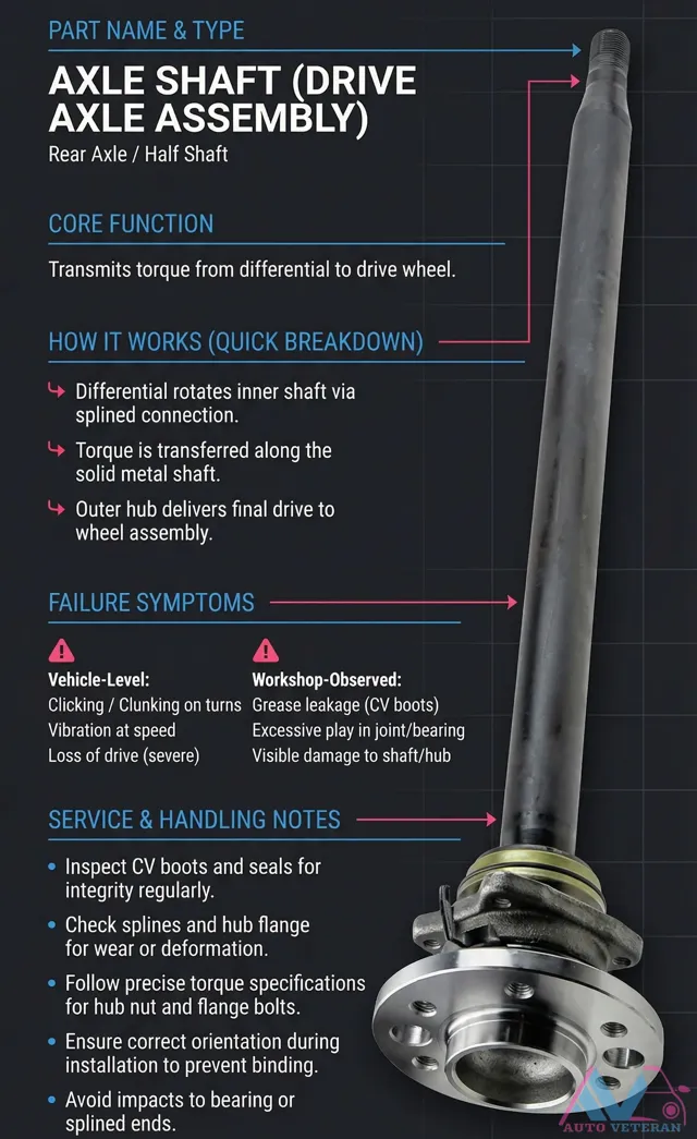 Axle Shaft Failure Symptoms and Service Notes