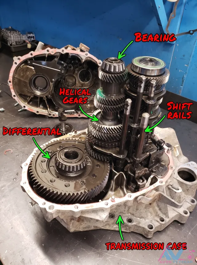 4 Speed Transmission Gears and Shift Rails