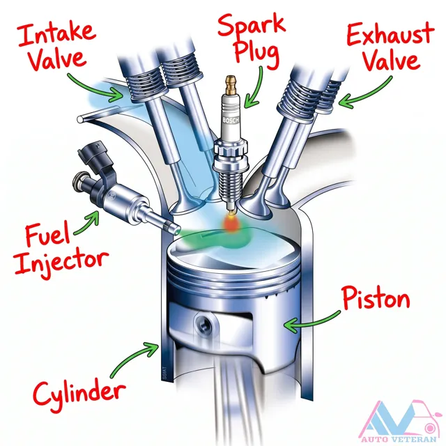 Bosch Fuel Injector and Intake Valve Cutaway