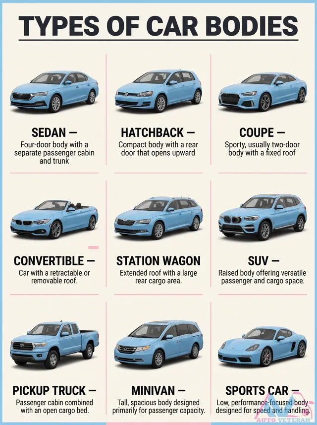 Car Body Types: Sedan, Hatchback, Coupe, SUV