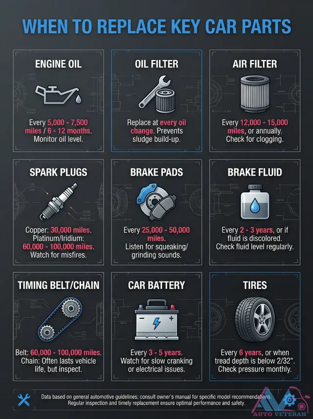 Key Car Parts Replacement Schedule and Intervals