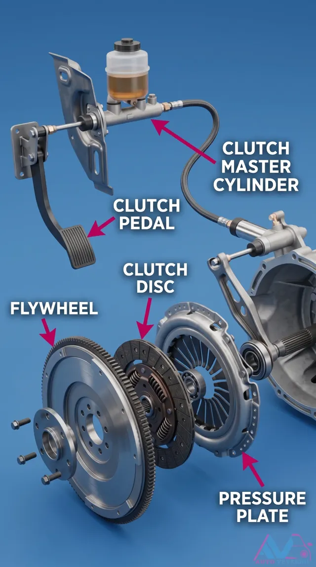 Clutch System Layout: Master Cylinder to Flywheel