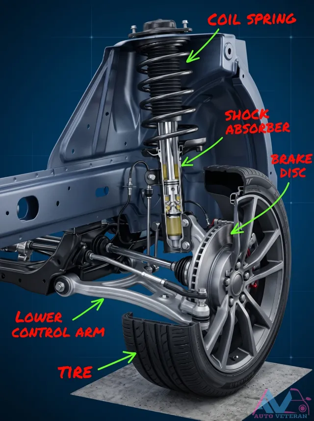 Coil Spring and Shock Absorber Diagram Labels