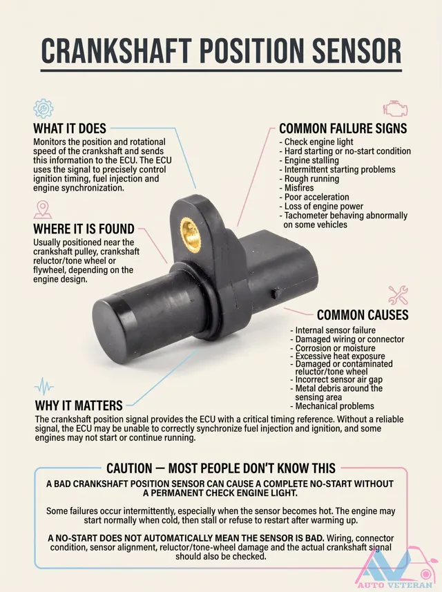 Crankshaft Position Sensor Failure: No-Start and Common Signs