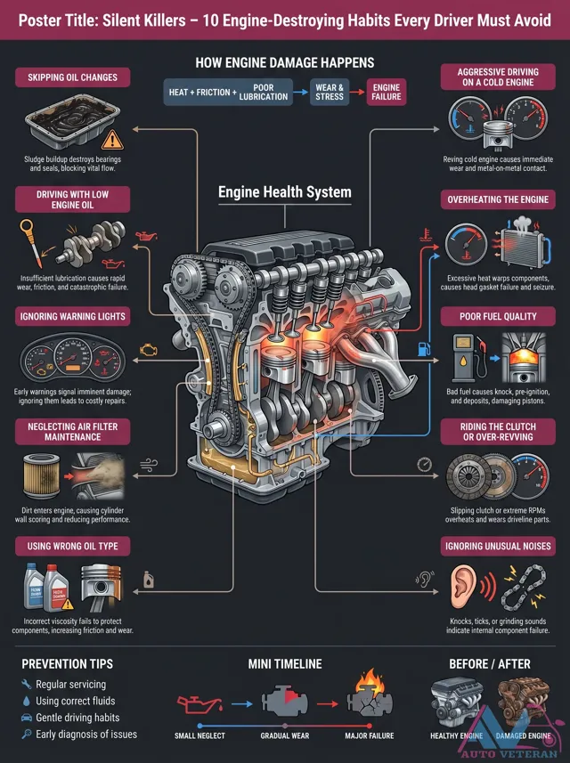 10 Engine-Destroying Habits Every Driver Must Avoid