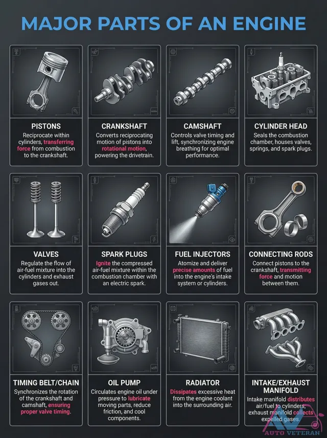 Major Engine Parts Diagram and Functions
