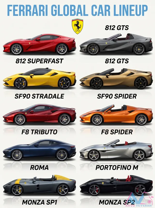 Ferrari Global Lineup: 812, SF90, F8, Roma, Portofino, Monza