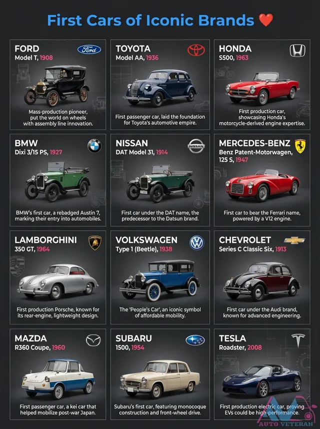 First Cars of Iconic Automotive Brands
