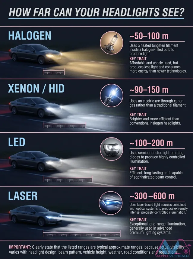 Headlight Types and Their Beam Distances