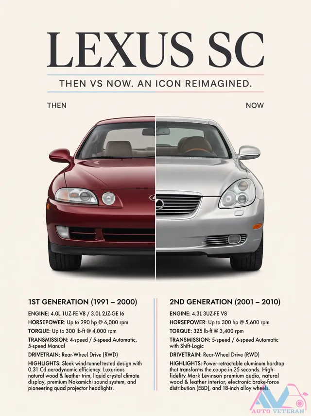Lexus SC Generation Comparison: 1UZ-FE vs 3UZ-FE Specs