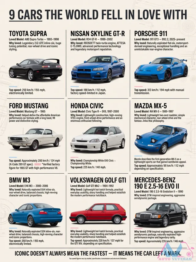 9 Iconic Cars and Their Top Speeds