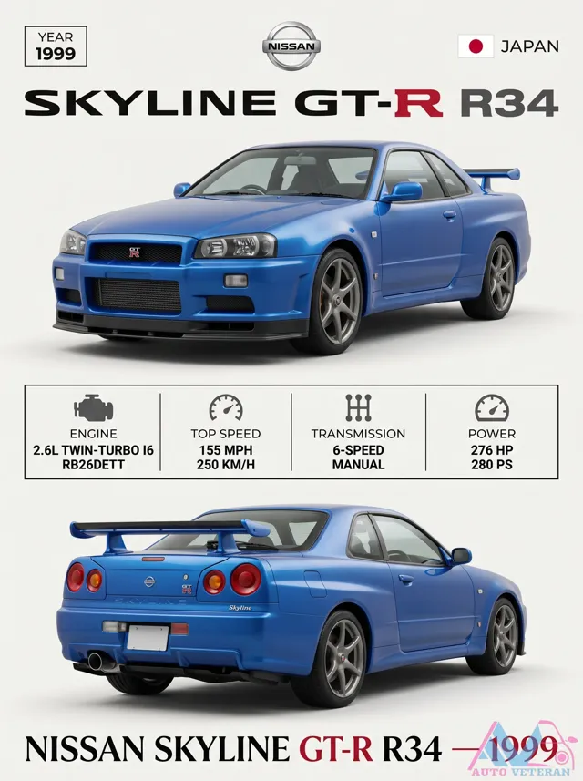 Nissan Skyline R34 GT-R RB26DETT Performance Specs