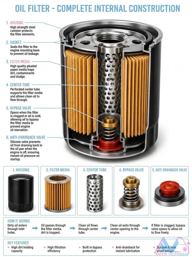 Oil Filter Internal Construction and Bypass Valve