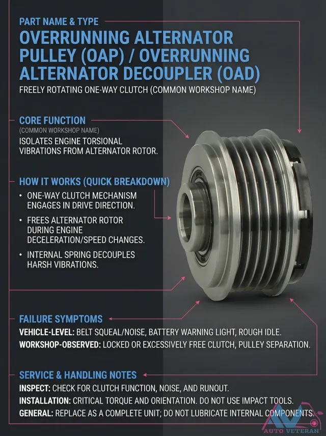 Overrunning Alternator Pulley Failure Symptoms and Service