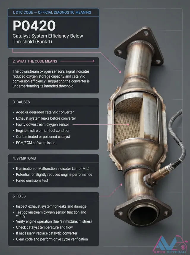 P0420 Catalyst Efficiency Code Diagnosis and Fixes