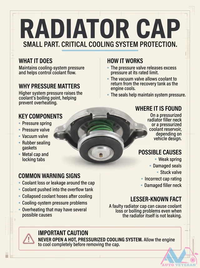 Radiator Cap Pressure and Vacuum Valve Operation
