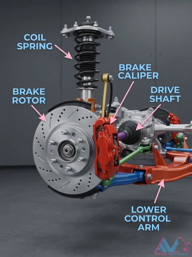 Rear Suspension Layout: Coil Spring, Brake Caliper & Rotor