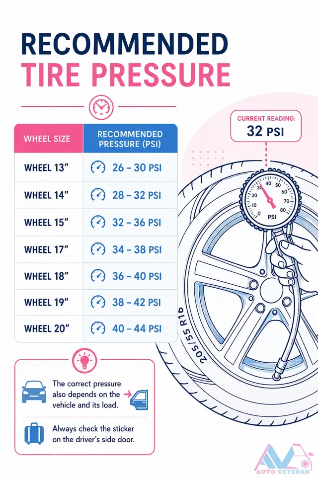 Tire Pressure Guide by Wheel Size