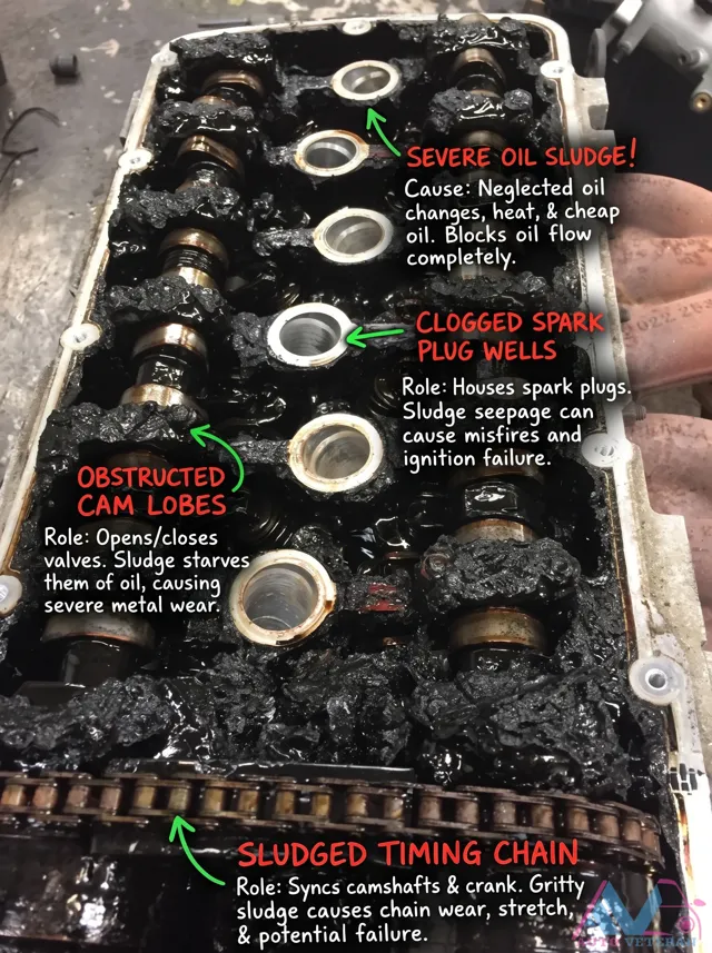 Severe Oil Sludge Effects on Spark Plug Wells