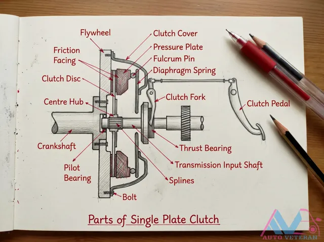 Single Plate Clutch Components Diagram