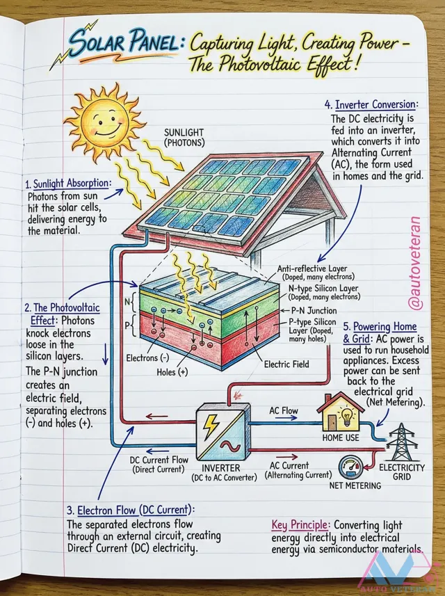 Solar Panel PV Cell Working Principle