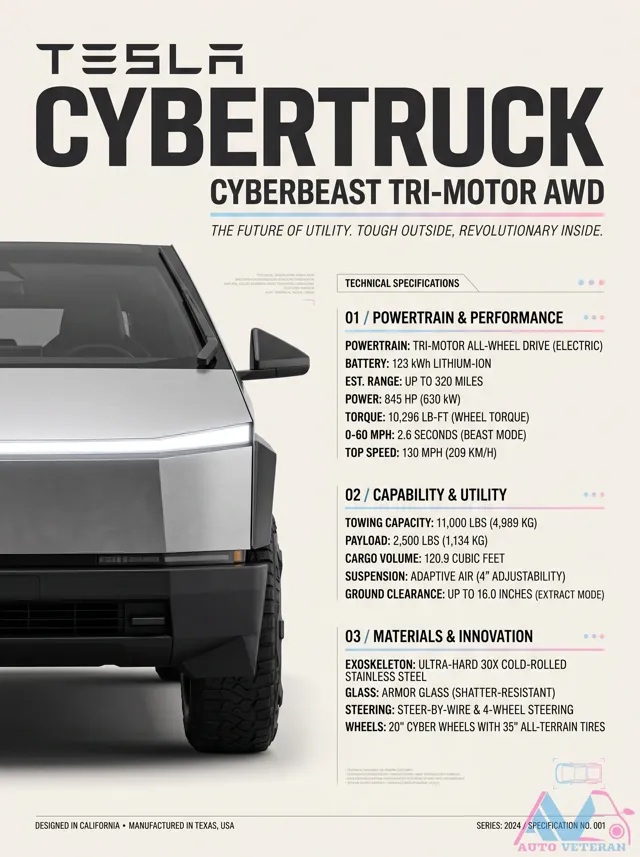 Tesla Cybertruck Cyberbeast Tri-Motor Specs
