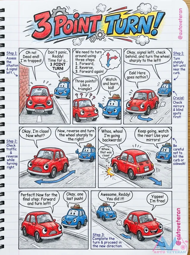 Three Point Turn Step Guide