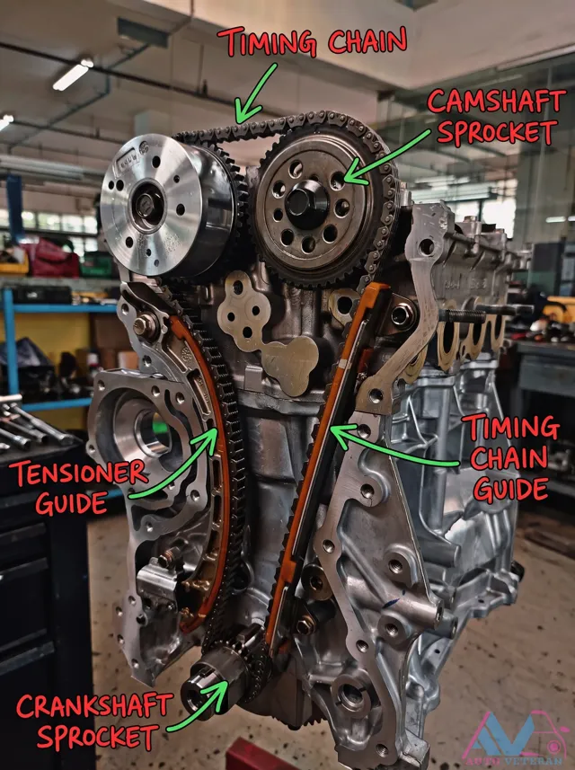 Timing Chain System: Camshaft Sprocket and Tensioner Guide