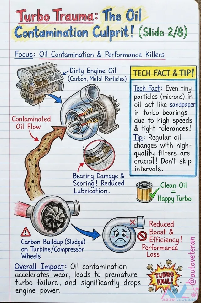 Oil Contamination in Turbochargers Causes Bearing Damage
