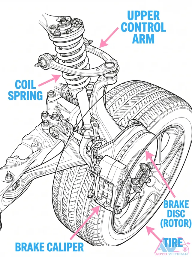Upper Control Arm and Brake Components Diagram