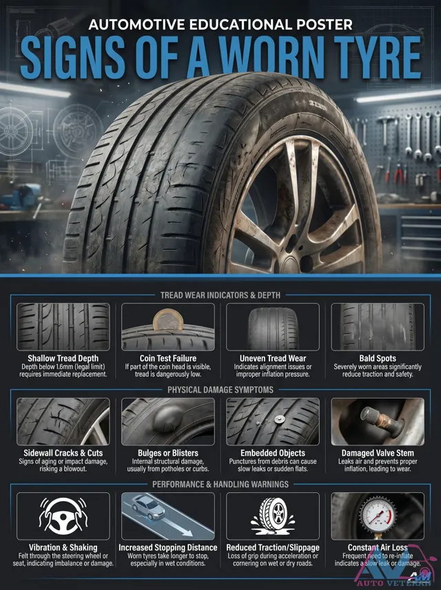 Signs of a Worn Tyre: Tread Depth and Damage