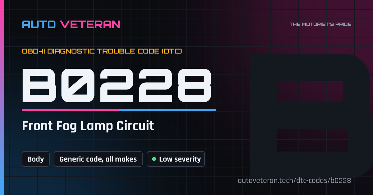 B0228 Code: Front Fog Lamp Circuit – Causes & Fixes
