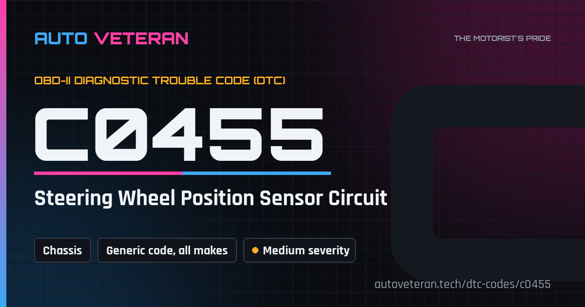 C0455 Code: Steering Wheel Position Sensor Circuit | Auto Veteran