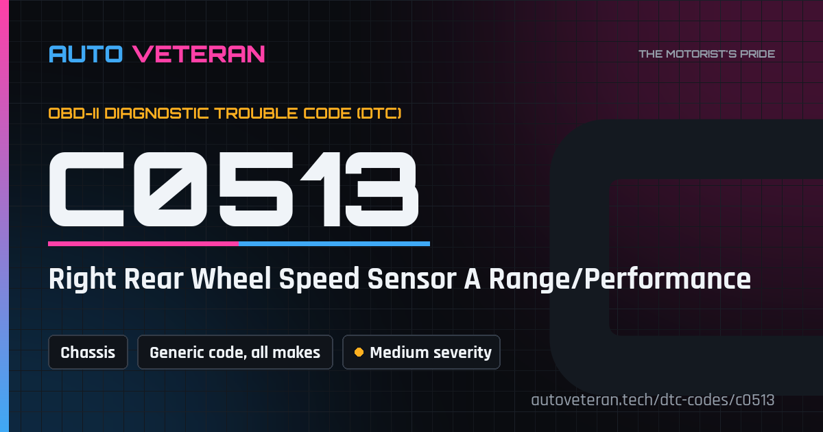 C0513 Code: Right Rear Wheel Speed Sensor A Range/Performance