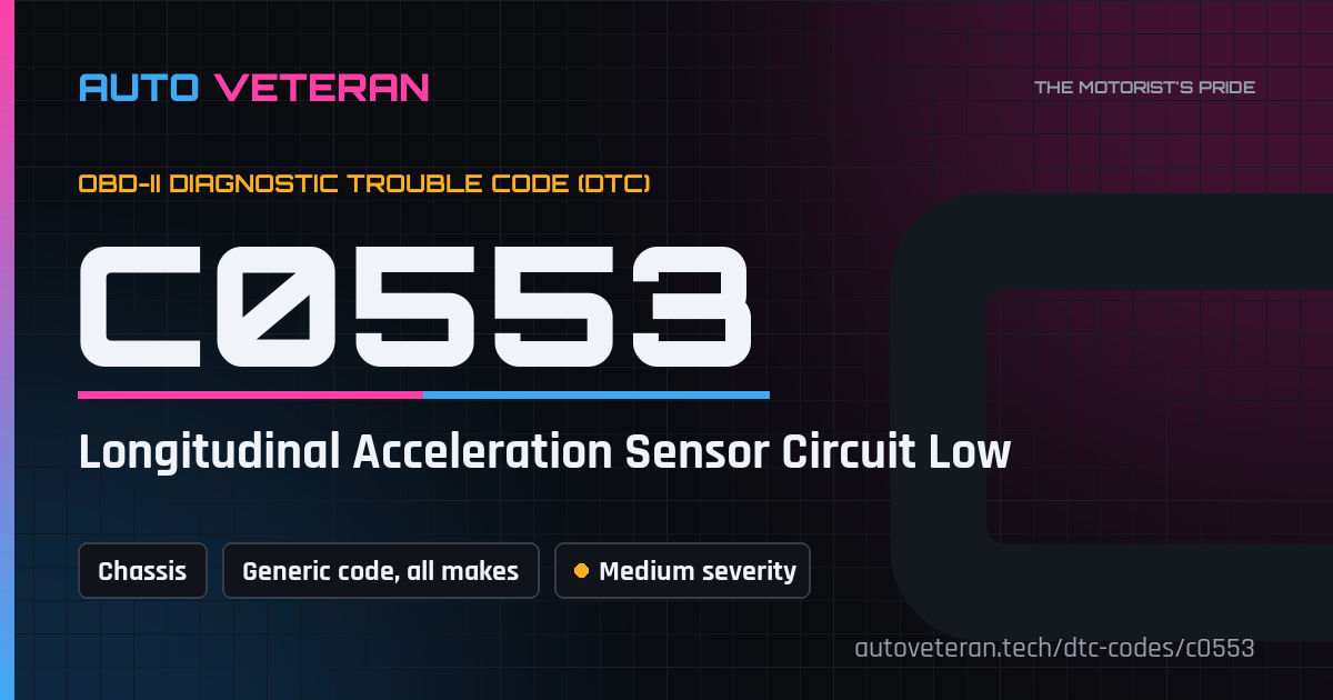 C0553 Code: Longitudinal Acceleration Sensor Circuit Low