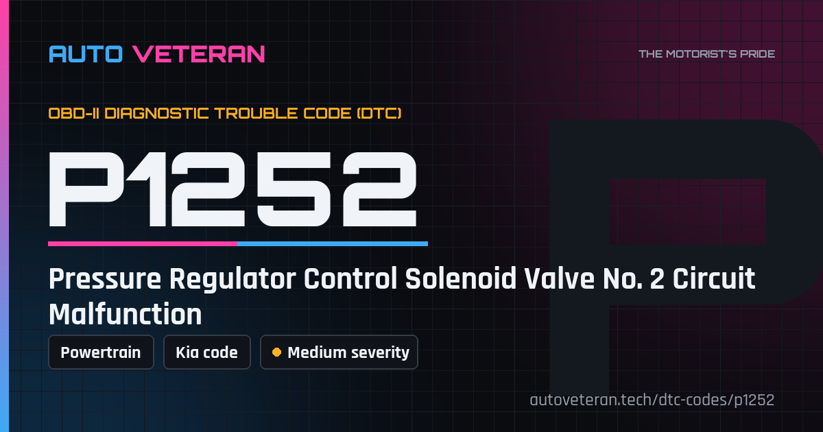 P1252 Kia Code: Pressure Regulator Control Solenoid Valve No. 2 Circuit ...