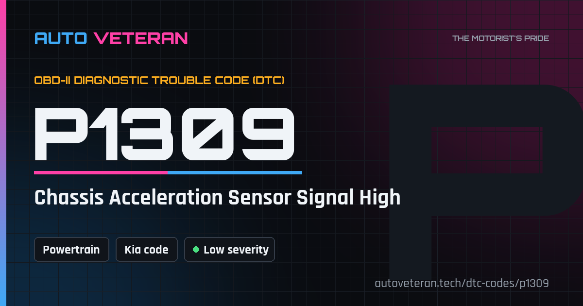P1309 Kia Code: Chassis Acceleration Sensor Signal High