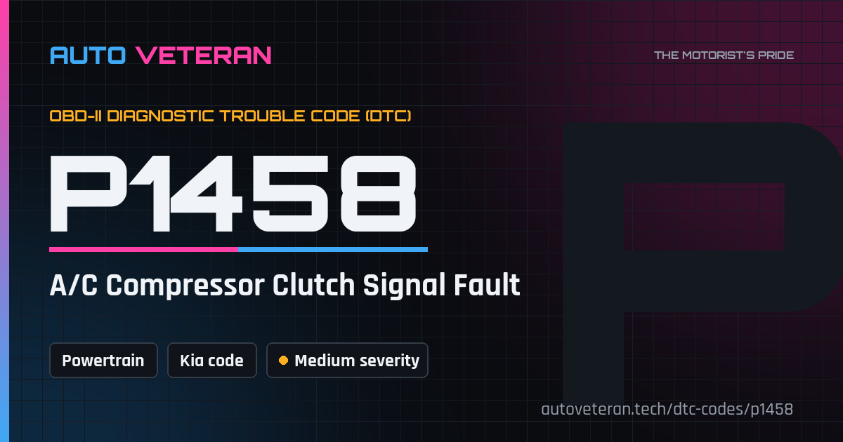 P1458 Kia Code: A/C Compressor Clutch Signal Fault | Auto Veteran